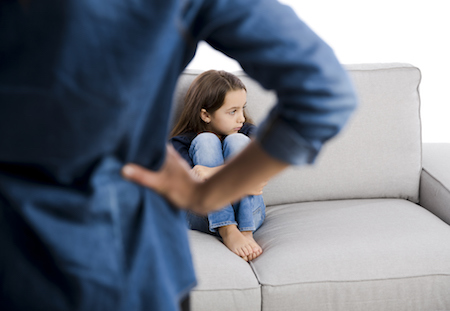 A child shows symptoms of parental alienation to their divorce parent