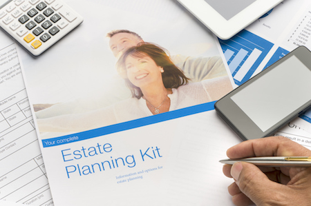 Estate planning brochure with mature couple