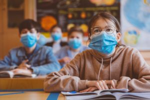 Kids In Class With Masks During COVID-19