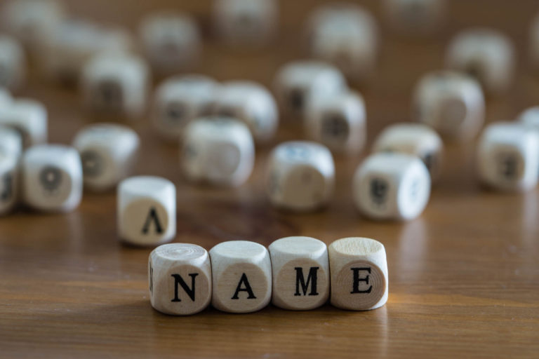 Name written with wooden cubes